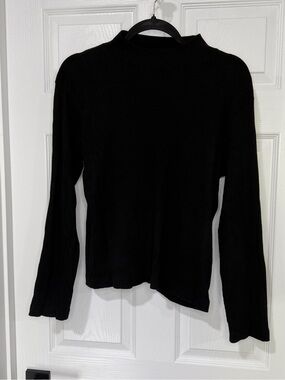VTG Liz Claiborne Black Ribbed Mock Neck Long Sleeve Top